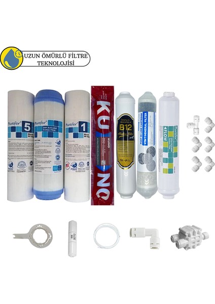 Purefer Açık Kasa Çift Sedimentli Sertifikalı 7li Orijinal Lg Kuno Mebran 4lü MINERAL+B12 Alkali