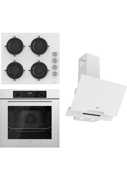 Flowart-Silentart Serisi Beyaz Set (CS206 + QBL63CB +D064-SA ) - Emaye Izgara