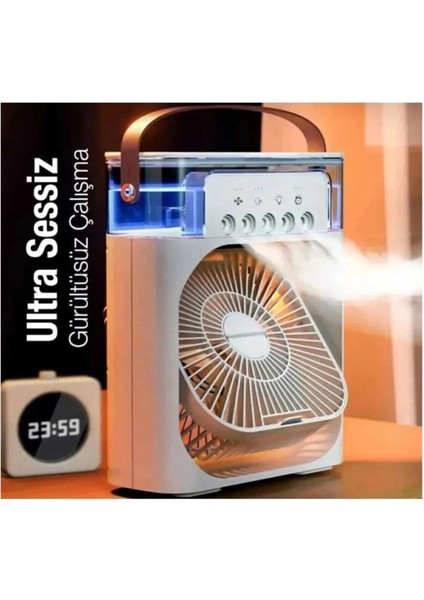 Taşınabilir Işıklı 5 Spreyli Mini Vantilatör Buzlu Buhar Nemlendirici Gri fiyatları