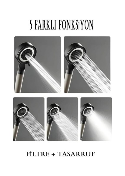 Duş Başlığı 5 Fonksiyonlu Çelik Su Tasarruflu Filtreli Turbo Jet Duş Başlığı fiyatları