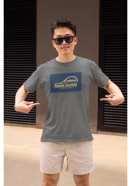Zuno Erkek Comfort Fit California Tennis Society Baskılı Tshirt