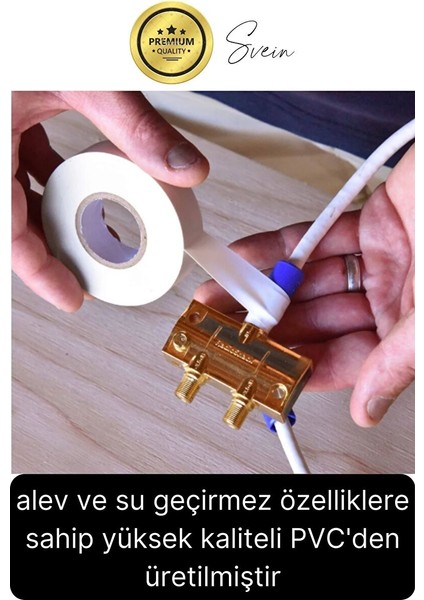 1 Ad. Premium Kalite 20 mt Kablo Yalıtım Pvc Elektrik Bandı Dayanıklı Sızdırmaz Koruma Bant Beyaz fiyatları