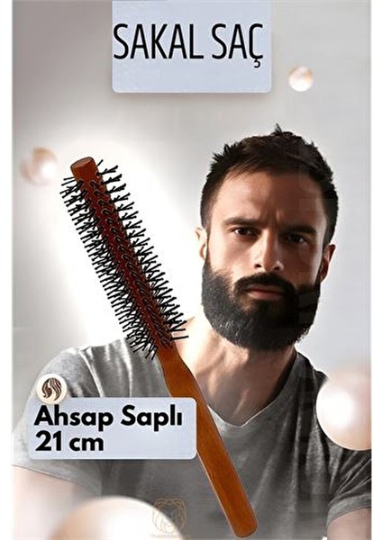 Modacar Sakal Fırçası Saç Fırçası ve Fön Fırçası Ahşap Saplı