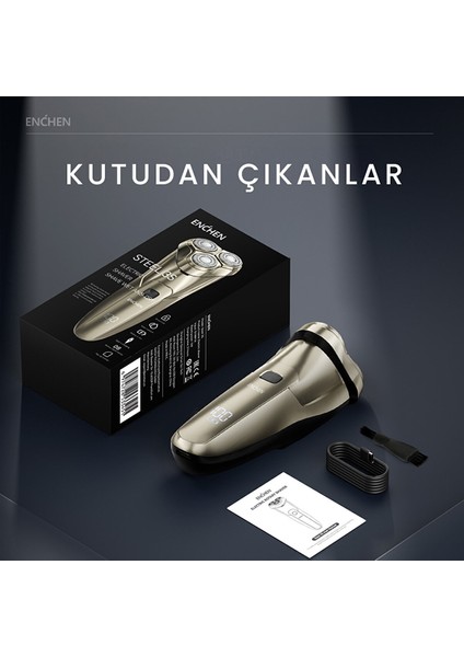 Steel 3s Gold Çift Yönlü Kavisli Bıçaklı Dijital Ekranlı Suya Dayanıklı Şarjlı Tıraş Makinesi