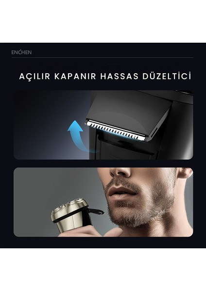Steel 3s Gold Çift Yönlü Kavisli Bıçaklı Dijital Ekranlı Suya Dayanıklı Şarjlı Tıraş Makinesi