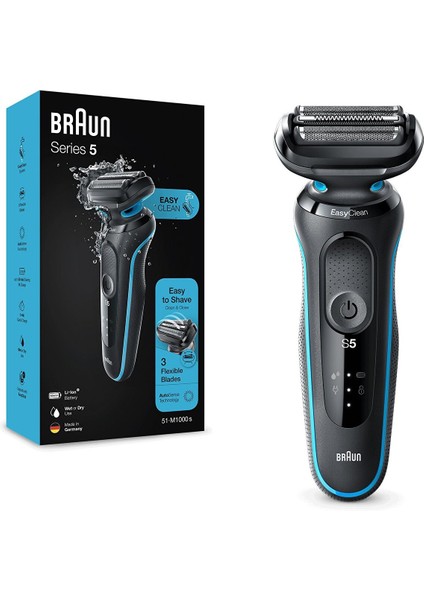 Yeni Seri 5 M1000S Kablosuz Tıraş Makinesi, Autosense, Easyclean, Easyclick, Islak & Kuru