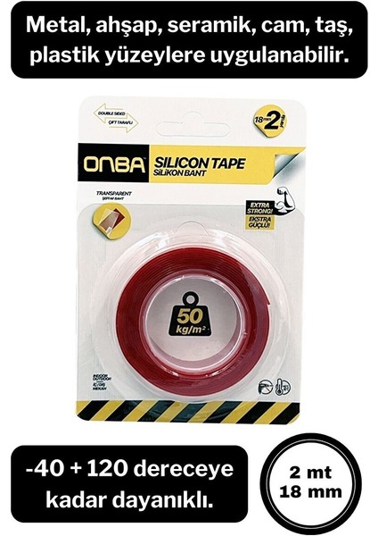 50 kg Çift Taraflı Ekstra Güçlü Çok Amaçlı Tamir Silikon Bant Dış Mekan Montaj Bandı 18 mm x 2 mt modelleri