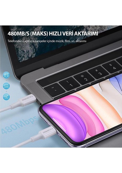 CTC02 60W 20CM Tpe Type-C To Type-C Hızlı Şarj ve Data Kablosu