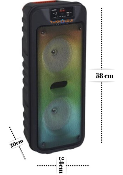 Karaoke Kablosuz Hoparlör 6.5"x2 Büyük Boy Bluetooth Speaker Mikrofon Işıklı Parti Fmradyo Aux USB modelleri