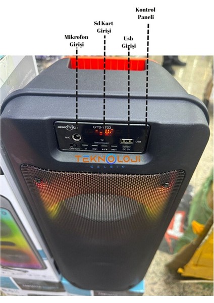 Karaoke Kablosuz Hoparlör 6.5"x2 Büyük Boy Bluetooth Speaker Mikrofon Işıklı Parti Fmradyo Aux USB fırsatları