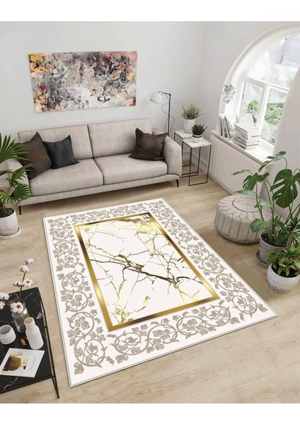 Işıltı Koleksiyonu MODEL15 Süngerli Dijital Baskılı Saçaksız Mutfak Halısı Yolluk