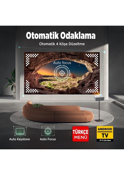 Vankyo Leisure L470A Android Tv 1080P Destekli Projeksiyon Cihazı +Auto Focus+Auto Keystone+6g Wifi+5.2 BLUETOOTH+300 Inç Yansıtma modelleri