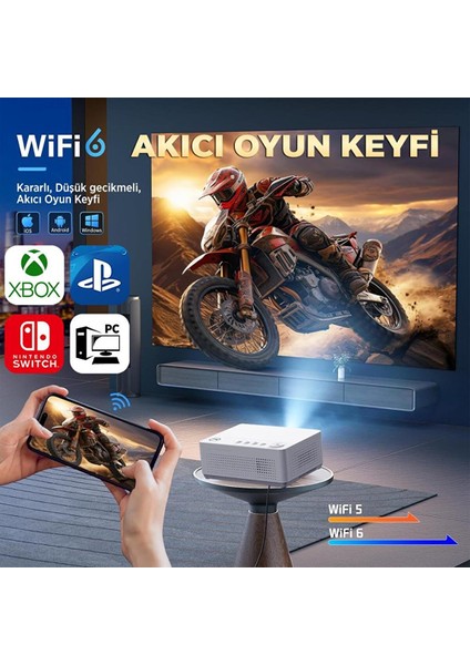 Vankyo Leisure L470A Android Tv 1080P Destekli Projeksiyon Cihazı +Auto Focus+Auto Keystone+6g Wifi+5.2 BLUETOOTH+300 Inç Yansıtma
