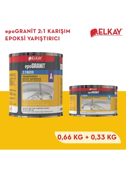 Epogranıt 2:1 Karışım Oranlı Şeffaf Epoksi Yapıştırıcı 1kg Set fiyatları