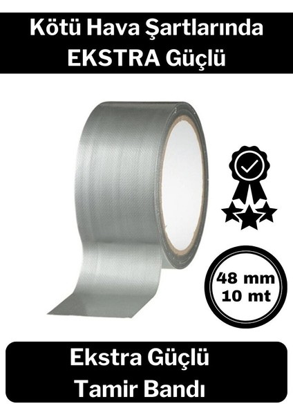 Çok Amaçlı Su Geçirmez Sızdırmaz Dayanıklı Izolasyon Gri Tamir Bandı 48 mm 10 mt 1 Adet