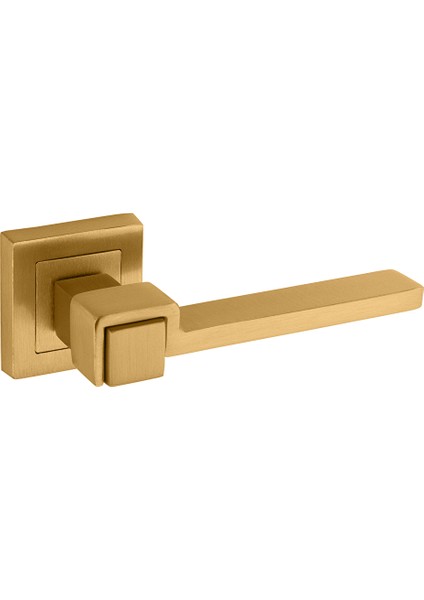 Vizyon Kare Rozetli Alüminum Kapı Kolu (Oda/yale/wc) V2 Mat Altın