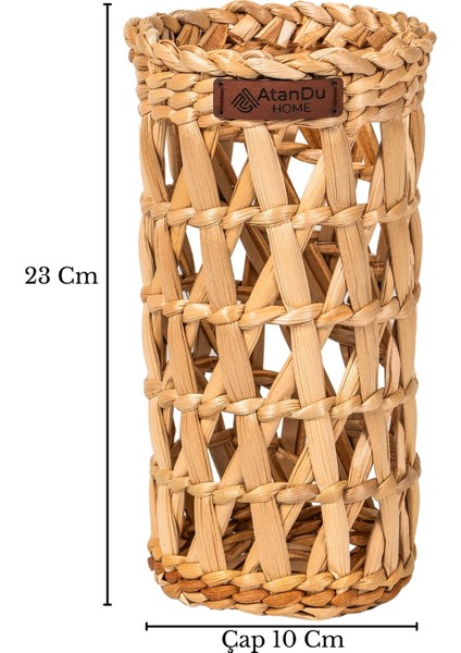 %100 El Yapımı Doğal Hasır Şişelik | 10X23 cm Çok Amaçlı Organizer Sepet | Mutfak, Masa, Salon Dekorasyon Ürünü modelleri