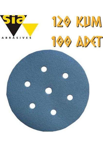 1949 Hookit 7 Delikli Cırt Zımpara 150 mm - P120 Kum - 100 Adet