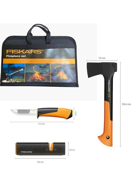 Fireplace Set Parçalama Baltası Xs-X7 + Bileyicili Ağır Iş Bıçağı + Balta ve Bıçak Bileyici