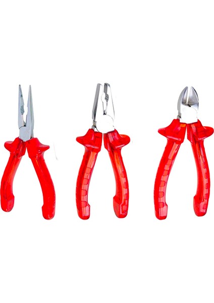 Profesyonel 3-Lü Şeffaf 180 mm Kombine Set Yankeski-Pense-Kargaburnu