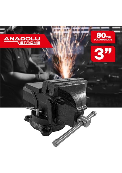 Büyük Boy 80MM 3'' 360'' Dönerli Taban Dövme Çelik Sabit Tezgah Masa Mengenesi fırsatları