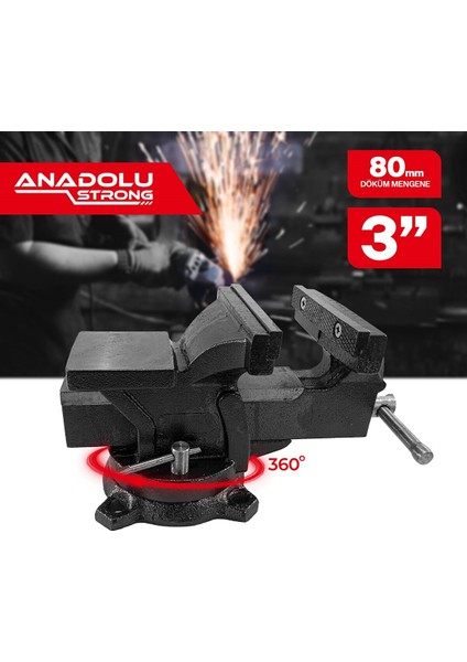 Büyük Boy 80MM 3'' 360'' Dönerli Taban Dövme Çelik Sabit Tezgah Masa Mengenesi indirimleri