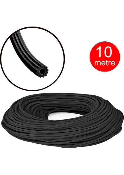 Alüminyum Sineklik Teli Fitili Siyah 5mm Kapı Pencere Tül Sabitleme Lastik Contası -10 Metre