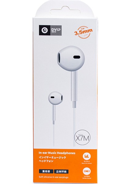 X7M 3.5mm Jack Girişli Mikrofonlu Kablolu Kulaklık Beyaz