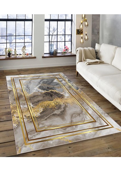 Işıltı Koleksiyonu MODEL202 Süngerli Dijital Baskılı Saçaksız Mutfak Halısı Yolluk