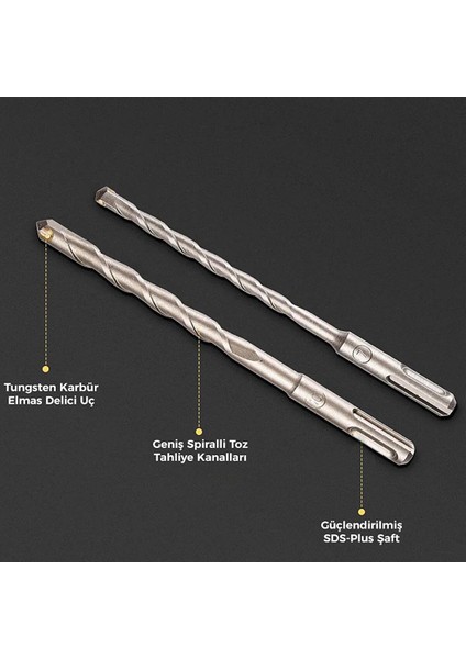DA03902 17 Parça Tungsten Karbür Sds-Plus Beton Kırıcı/delici Matkap Ucu