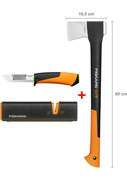 Yarma Baltası M-X17 + Bileyicili Ağır Iş Bıçağı + Balta ve Bıçak Bileyici