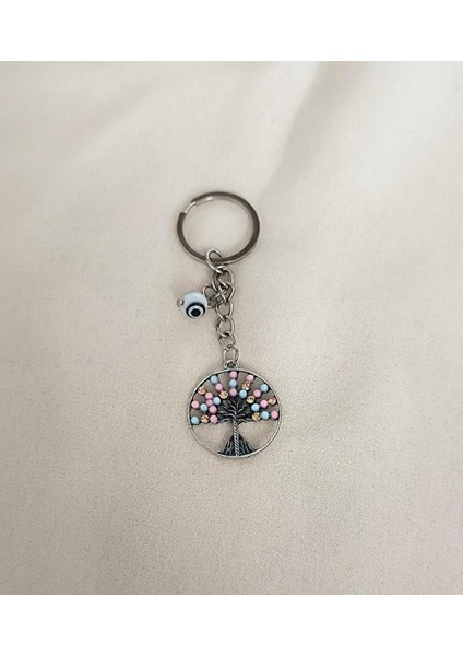Anahtarlık Cam Nazar Boncuklu Hayat Ağacı Model Araba Çanta Cüzdan Süsü Aksesuar