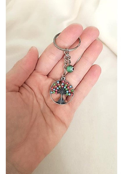 Anahtarlık Cam Nazar Boncuklu Hayat Ağacı Model Araba Çanta Cüzdan Süsü Aksesuar