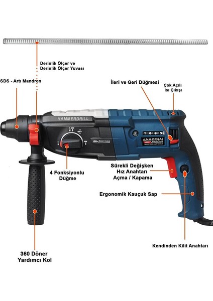 1500 Watt Sds Plus Kırıcı Delici Hilti Matkap 26 mm 2.4 Juel ANS5003 fiyatları
