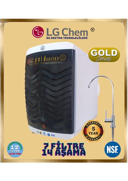 Gold Plus Beyaz - Si̇yah Renk 14 Aşama 7 Fi̇li̇tre 12 Li̇tre Su Aritma Ci̇hazi.90 Gpd Nano Membrane