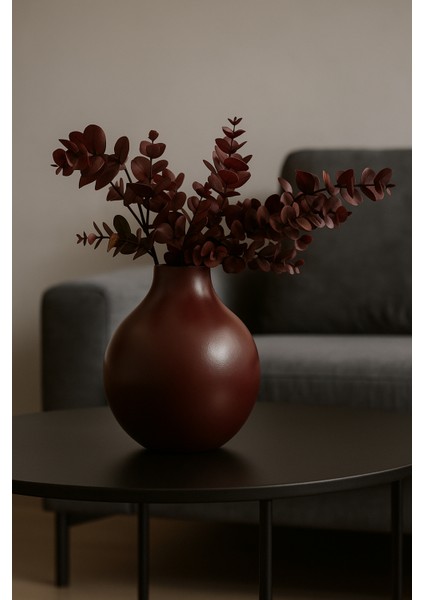 Orbita Seramik Vazo - Dekoratif Ev Aksesuarı - Kahve - 26 cm * 24 cm