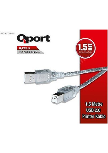 Qport Q-Pr1.5 USB 2.0 1.5m Yazici Kablosu