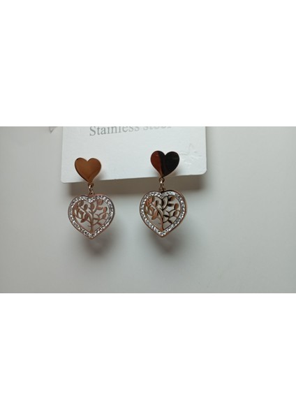 Rose Gold Çelik Kalpli Küpe fiyatları