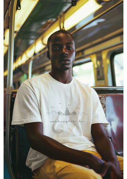 Zuno Erkek Comfort Fit Washington Dc Baskılı Tshirt