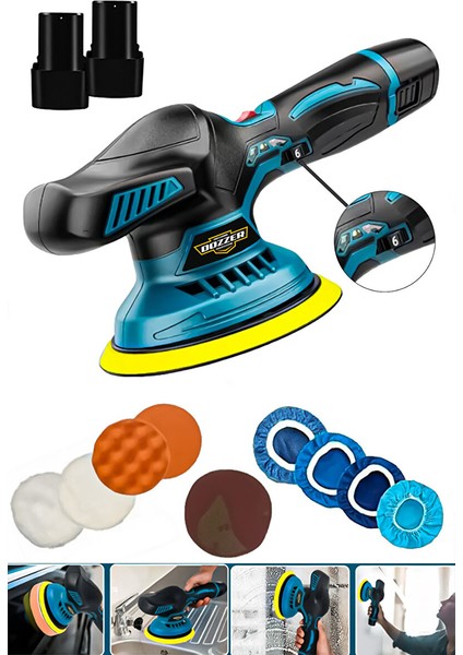 Maxstar ORB1420 Devir Ayarlı 2x Akülü Orbital Eksantirik Polisaj Pasta Zımpara Makinesi 1150 ml