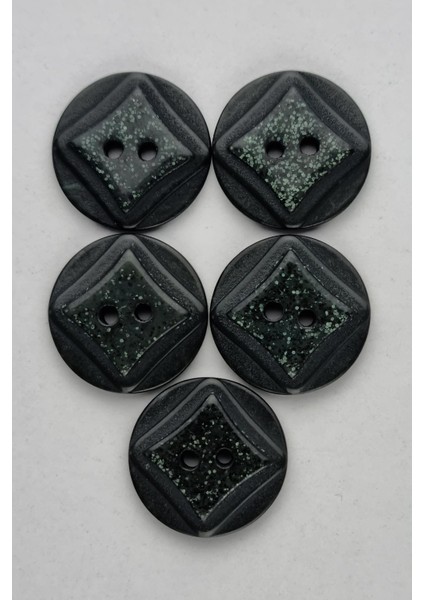 Büyük Boy Akrilik Simli Yuvarlak Koyu Yeşil Çeket Hırka Yelek Düğmesi 5 Adet