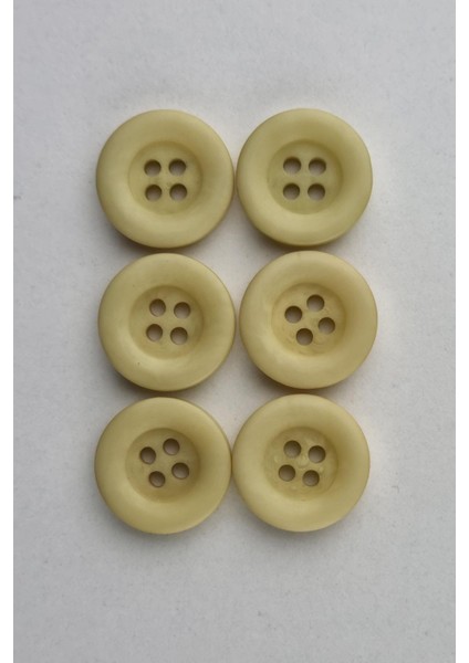 Akrilik Mat Dört Delikli Yuvarlak Krem Çeket Hırka Yelek Düğmesi 6 Adet