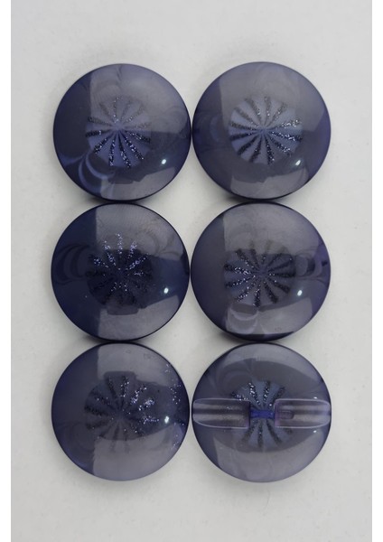 Akrilik Yuvarlak Simli Lacivert Kaban Çeket Hırka Düğmesi 6 Adet