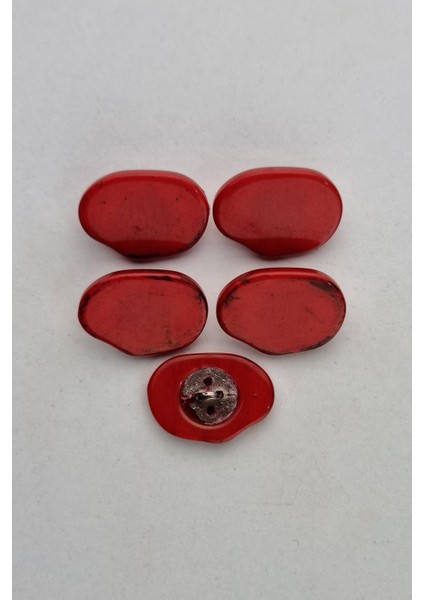 Küçük Boy Akrilik Deliksiz Kırmızı Çeket Hırka Yelek Düğmesi 5 Adet