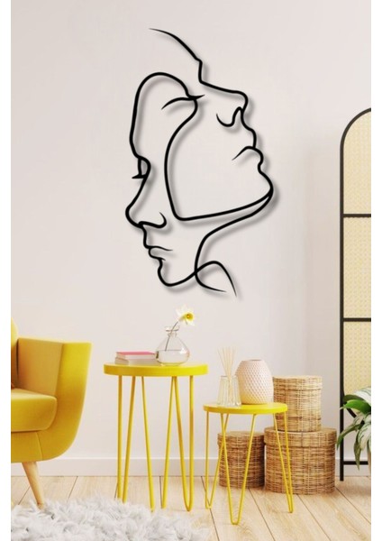 Yüzler Minimalist Çizgisel Metal Duvar Dekoru
