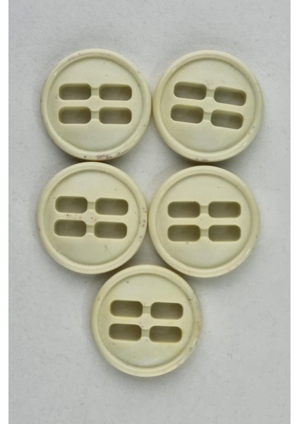Orta Akrilik Dikdörtgen Delikli Krem Kaban Çeket Hırka Yelek Düğmesi 5 Adet