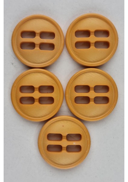Büyük Akrilik Dikdörtgen Delikli Sarı Kaban Çeket Hırka Yelek Düğmesi 5 Adet