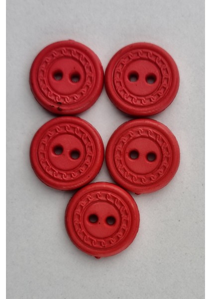 Küçük Boy Zincir Desenli Akrilik Kırmızı Kaban Çeket Hırka Yelek Düğmesi 5 Adet