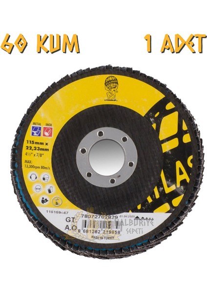 Katlı Flap Disk Yuvarlak Zımpara 115 mm - P60 Kum - 1 Adet