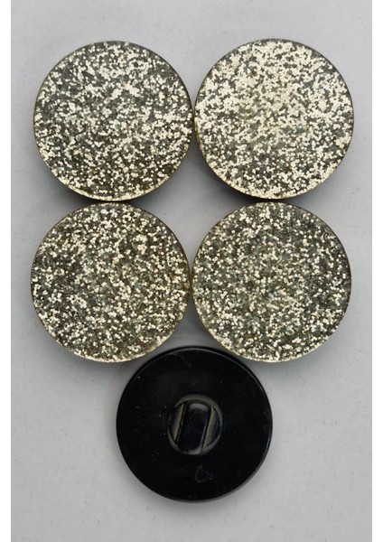 Büyük Boy Akrilik Simli Krem Kaban Çeket Hırka Yelek Düğmesi 5 Adet